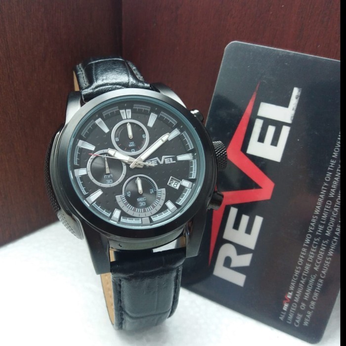 ✅Ready Revel Bc6170 Black Leather Jam Tangan Pria Original Ori Diskon