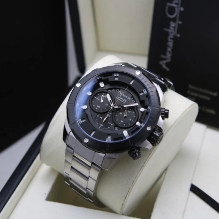 ✅Original Alexandre Christie Ac 6529 Mc Silver Black Ac6529 Pria Original Diskon