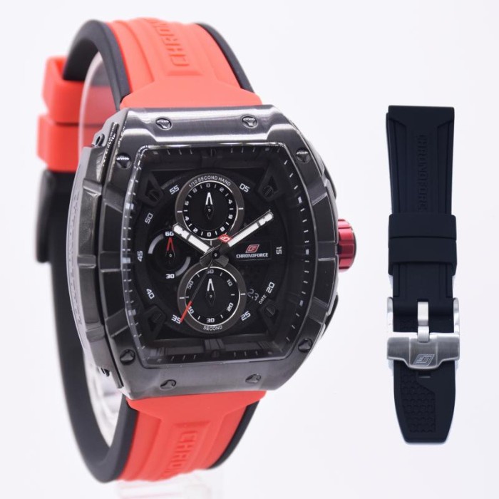✅Original Jam Tangan Pria Chronoforce 5336M Hitam Rubber Karet Original Murah Terbaru