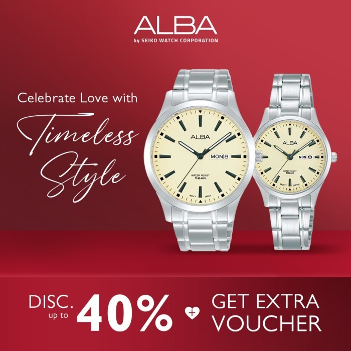 ✅Sale Jam Tangan Couple Alba Aj6161  An8057 Silver Stainless Steel Terbaru