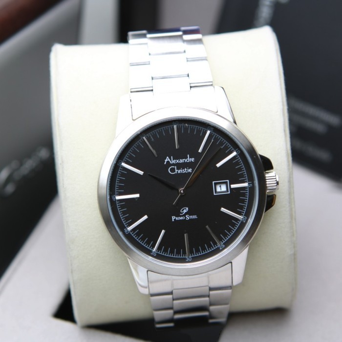 ✅Original Jam Tangan Alexandre Christie Pria Ac 1008 Original - Silver Black Terbaru