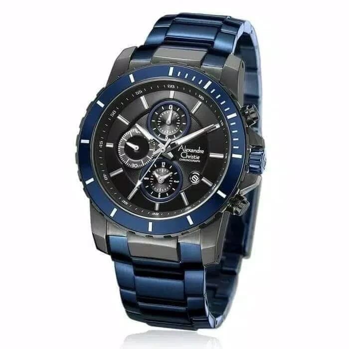 ✅Ready Jam Tangan Pria Alexandre Christie Ac 6141Mc 6141 Black Blue Original Berkualitas