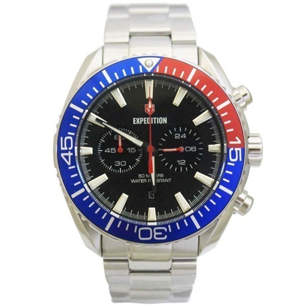 ✅Ready Jam Tangan Expedition E 6735 Pria Silver Black Ring Blue Red Original Berkualitas