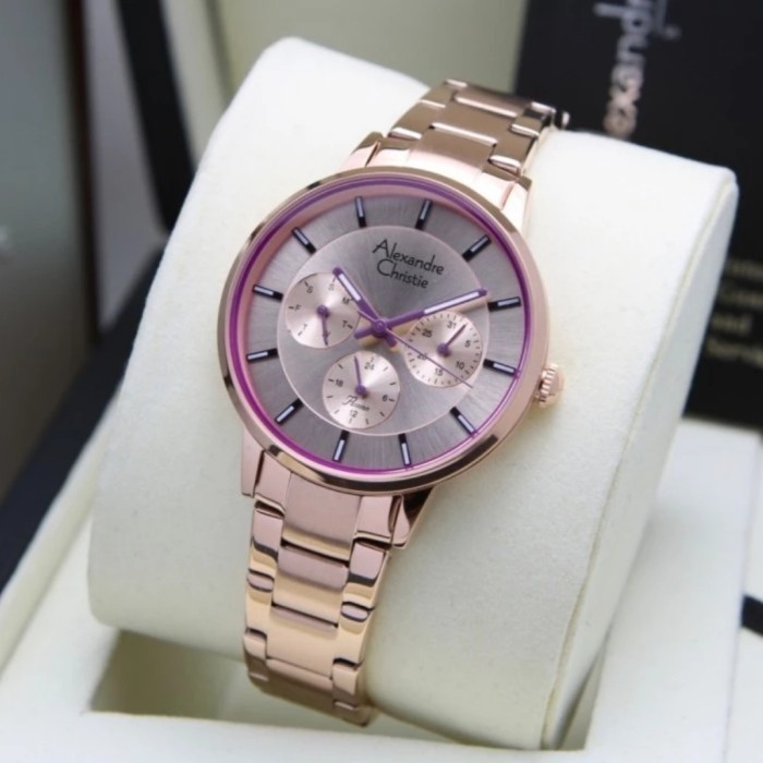 ✅Termurah Jam Tangan Wanita Original Alexandre Christie Ac2927Bf Rosegold Ungu Terbatas