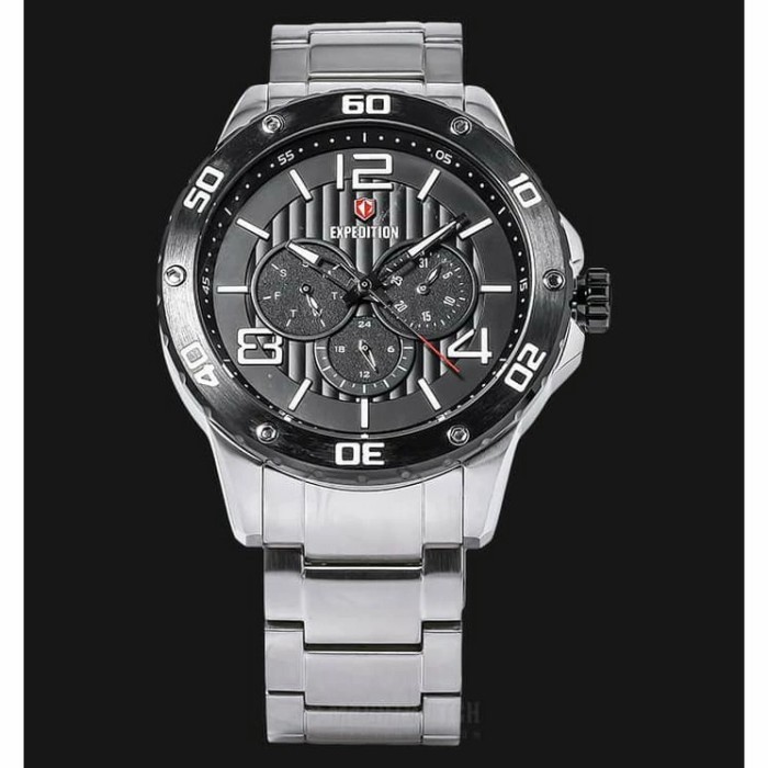 ✅Ready Jam Tangan Pria Expedition E6719 Chrono Silver Black Original Diskon