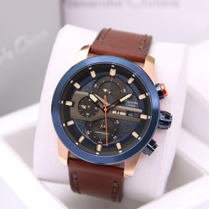 ✅Sale Alexandre Christie Ac 6562 Rosegold Blue Ac6562 Pria Original Berkualitas