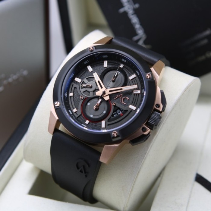 ✅Ready Jam Tangan Pria Alexandre Christie Original Ac9602 Black Rosegold Berkualitas