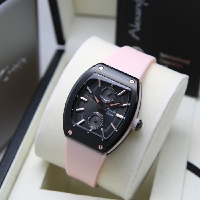 ✅Sale Jam Tangan Wanita Alexandre Christie Ac 2944 Bf Original Peach Black Berkualitas
