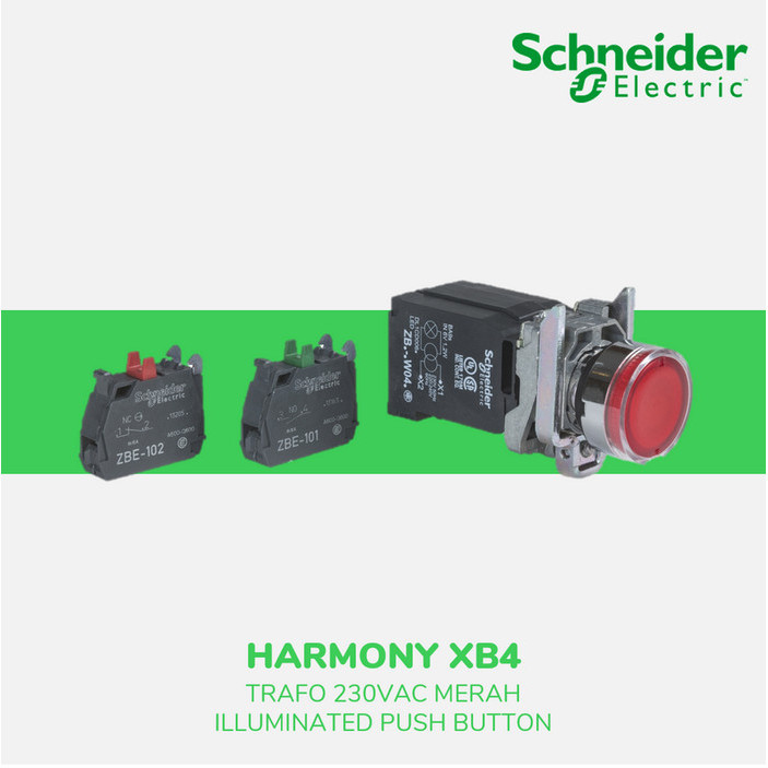 [New Ori] Schneider Electric Xb4 Illum Pushbutton Trafo 230Vac Merah Xb4Bw3445 Terbatas