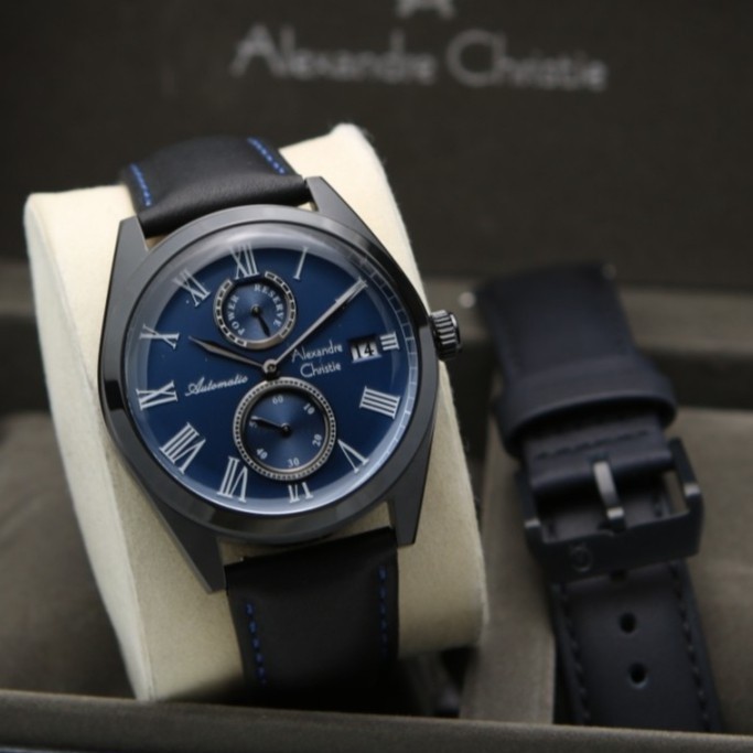 ✅Ready Jam Tangan Pria Alexandre Christie 3040 Ac3040 Automatic Black Blue Terbaru