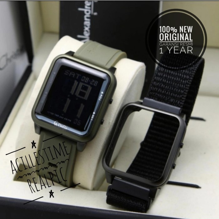 ✨Baru Jam Tangan Wanita Digital Alexandre Christie Ac 9344 Green Set New Terbaru