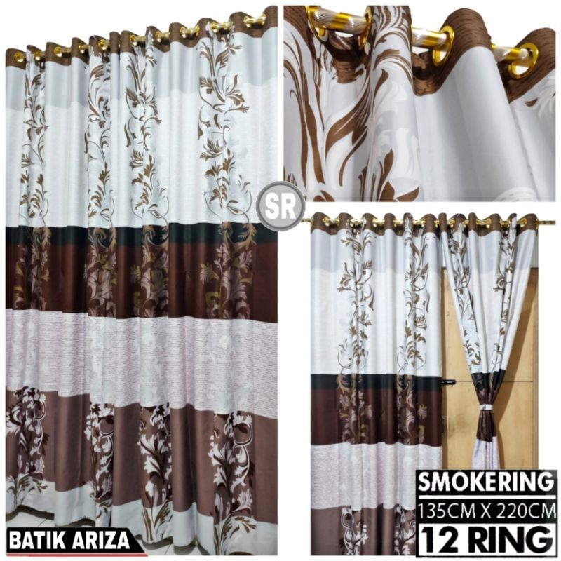 Gorden Jendela Pintu Kamar Smokring 12 Ring Minimalis Aesthetic Terbaru Panjang Tebal Batik Sultan K