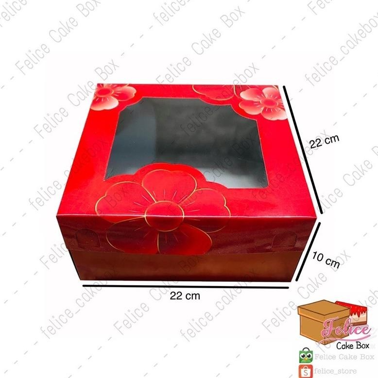 

UIP BOX KUE BUNGA MERAH 22X22X10 CM isi 10 pcs / BOX KUE LAPIS LEGIT / BOX HAMPERS IMLEK / BOX KUE LAPIS / KOTAK KUE IMLEK