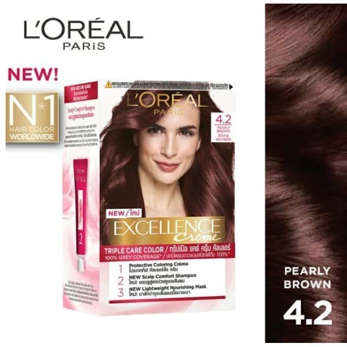 Loreal Paris Excellence Creme Pewarna Rambut #4.2 Pearly Brown coklat