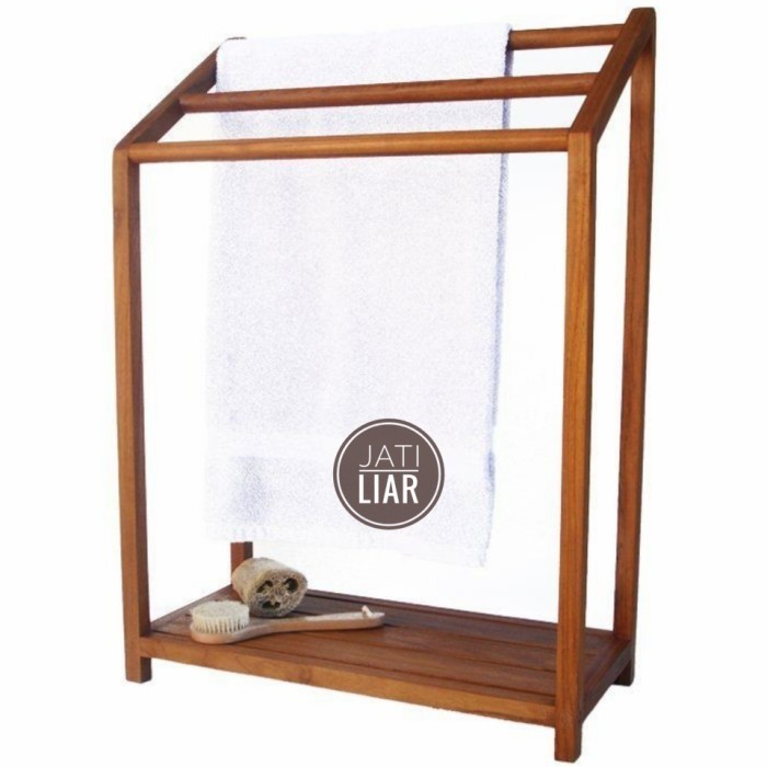 Promo Rak Handuk Kayu Minimalis / Rak Gantungan Handuk Mukena Sajadah