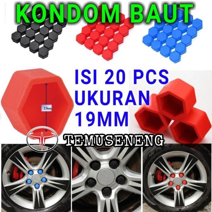 KONDOM BAUT RODA MOBIL TUTUP BAUT RODA MOBIL VELG MOBIL ISI 20 UK 19MM