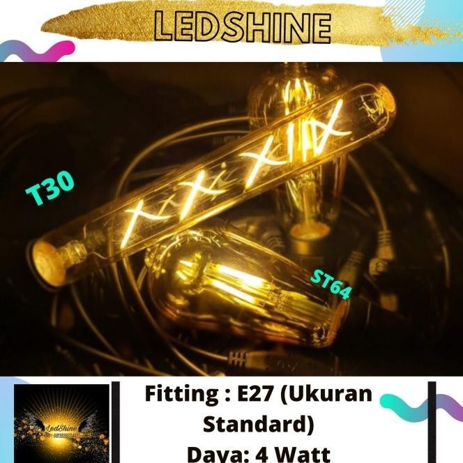 Bohlam lampu LED Edison / Filament T30 Kuning Lampu Cafe tokokini