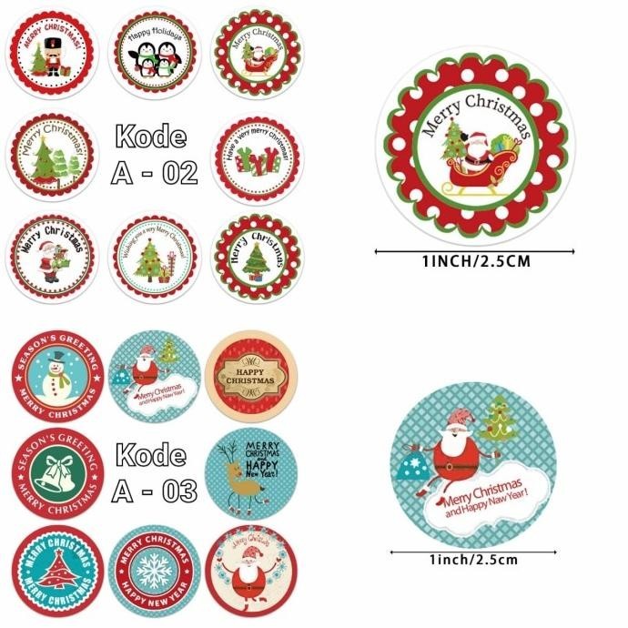 

DFG - Sticker Natal Isi 500 Tempelan Toples Kue Kado Natal Sticker Anti Air TERLARIS