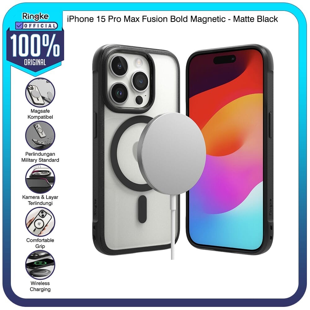 Ringke iPhone 15 Pro Max Fusion Bold Magnetic Matte Black Softcase