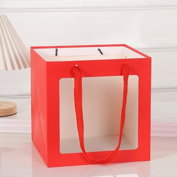 

DFG - Paper Bag Merah Kantong Mika Kotak Kue Tart Kantong Kaca PVC Tas Cake TERLARIS