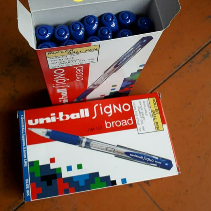 

[Baru] Uni-Ball. Signo Broad. Roller Ball PenAlat Tulis. Um-153. - Biru Limited