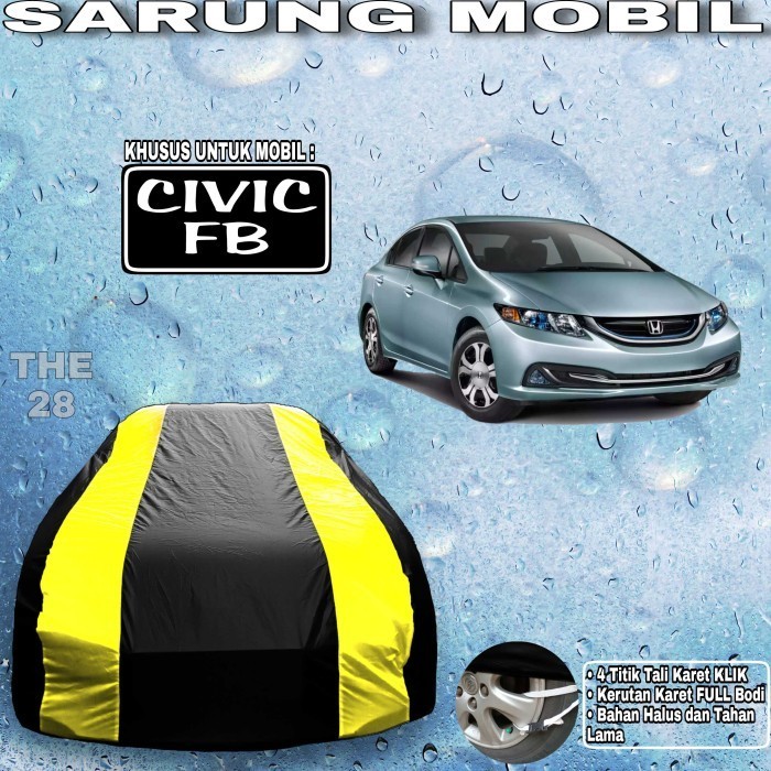 [Ori] Sarung Mobil Civic Fb Strip Kuning 2 Body Cover Penutup Civic Fb Terbaru