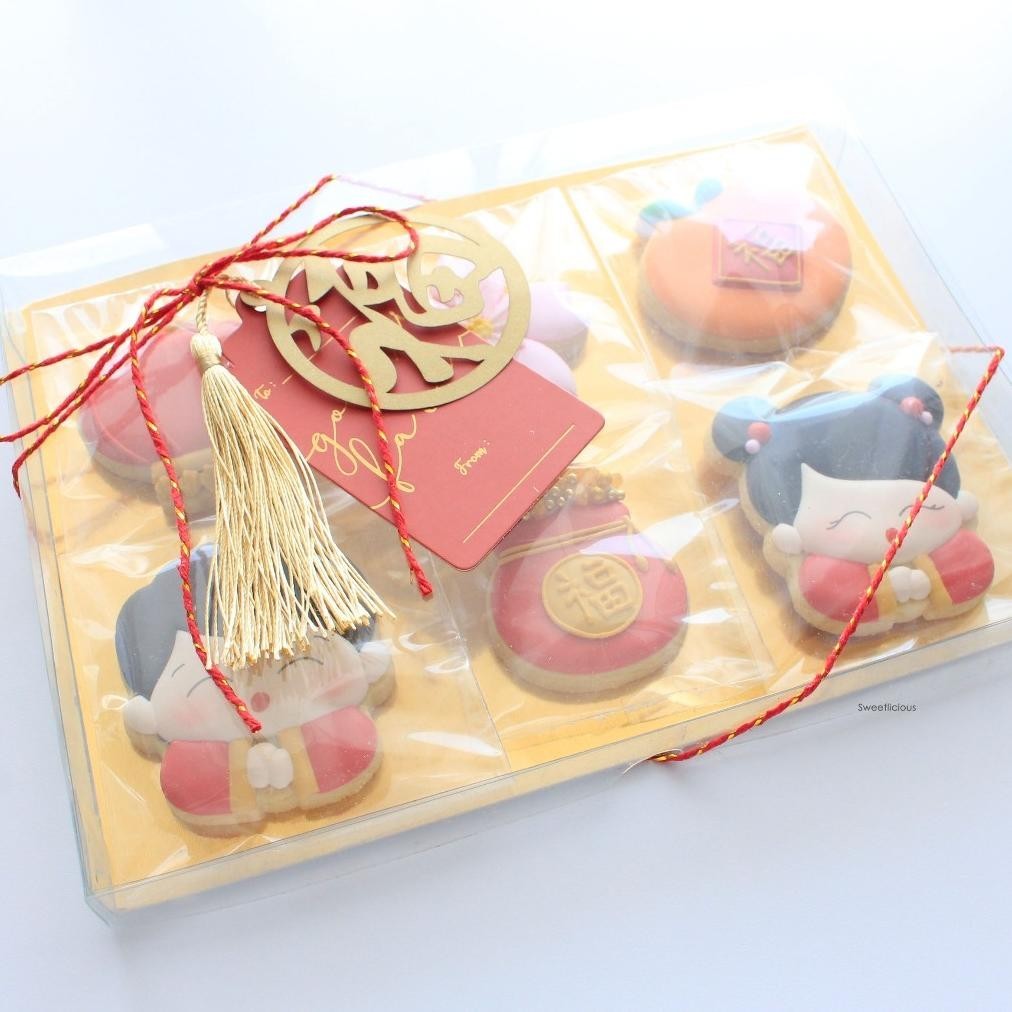

TRE CNY Cookies | Kukis Imlek (Perbox Isi 6pcs) - Sugar Cookies / Kukis Hias / Decorated Cookies TERLARIS