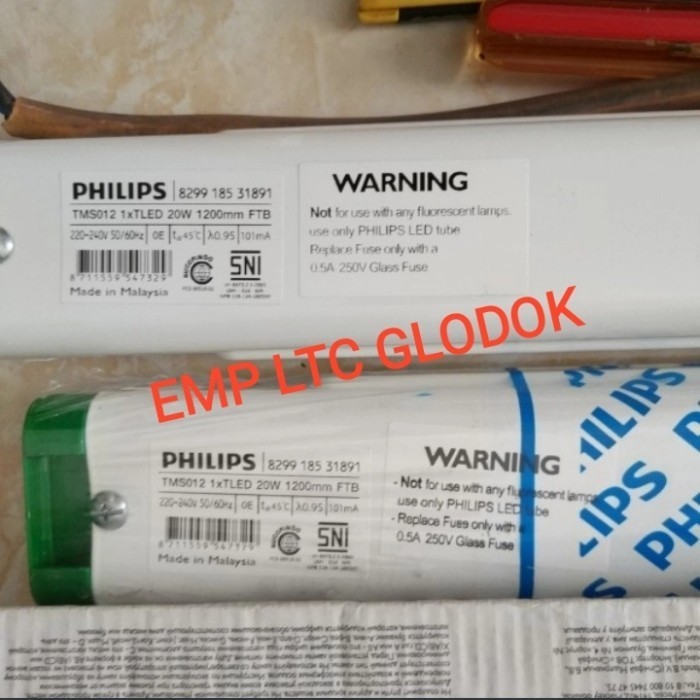 philips TMS 012 1xtled 20w 1200mm FTB Rumah Lampu 120cm untuk TL LED