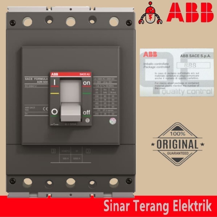 [New Ori] Abb Mccb 3P 500A 36Ka A3N 630 Tmf500 1Sda066564R1 Berkualitas