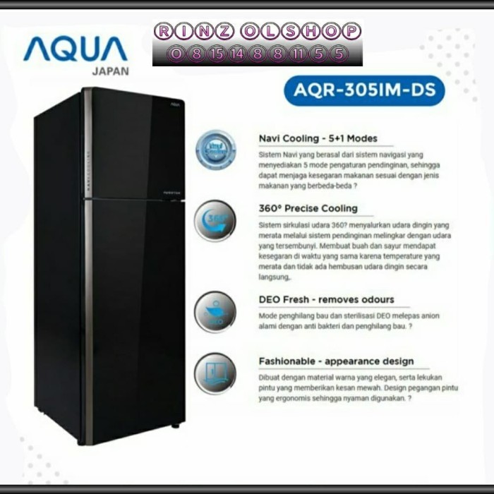 [Baru] Kulkas Aqua Aqr-305 Im Ds Inverter 2 Pintu Terbatas