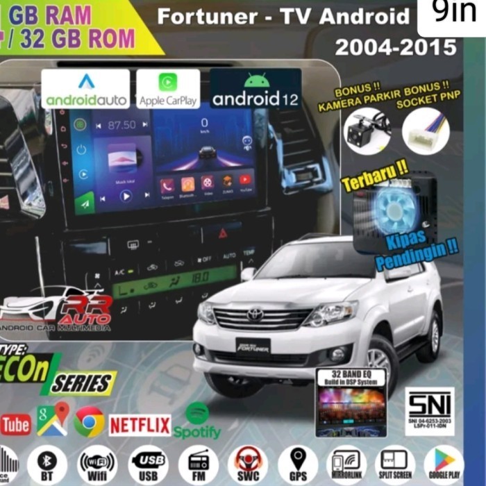 ✨Ori Head Unit Tv Mobil Fortuner Android 9In 2/32Gb Free Kamera Mundur Terbaru