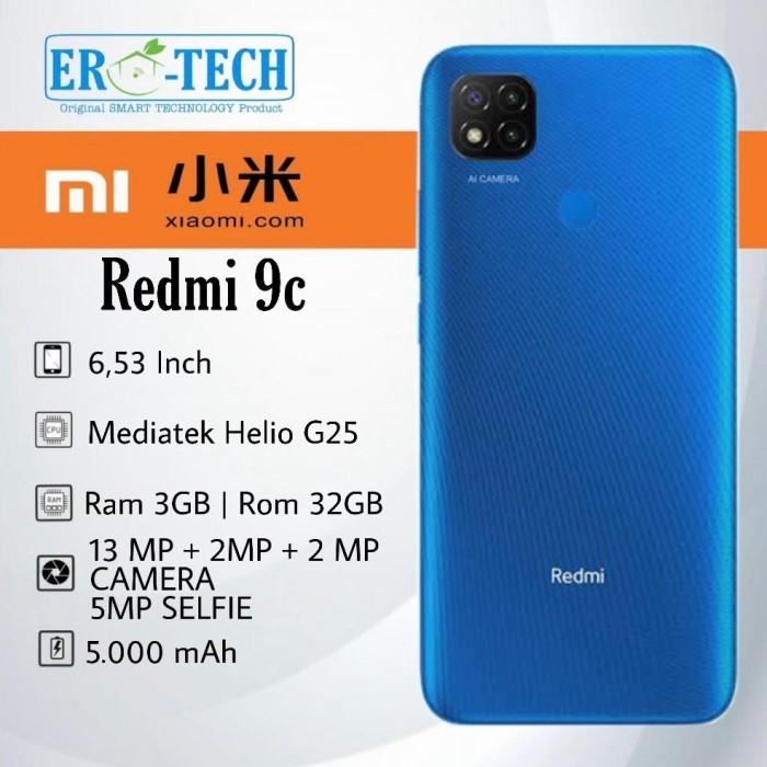 [Baru] Xiaomi Redmi 9C Ram 3Gb Rom 32Gb New Garansi Resmi Indonesia Terbatas