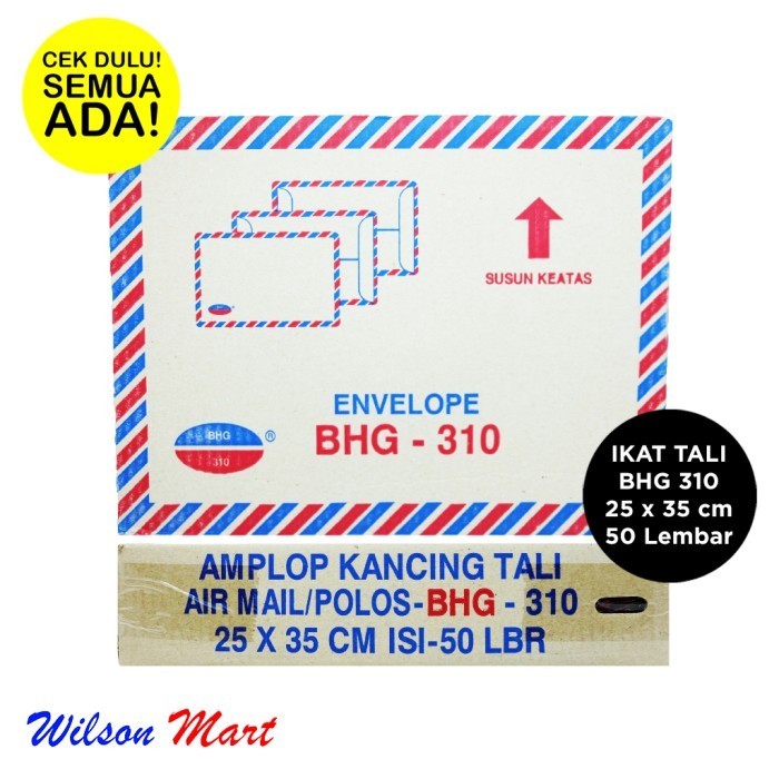 

Amplop Tali Bhg 310 Airmail 25 X 35 Cm Bergaris Isi 50 Lembar 1