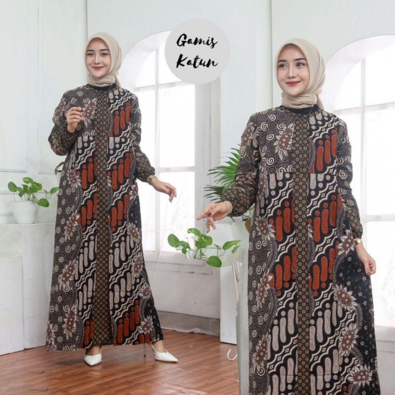 Gamis batik katun tebal