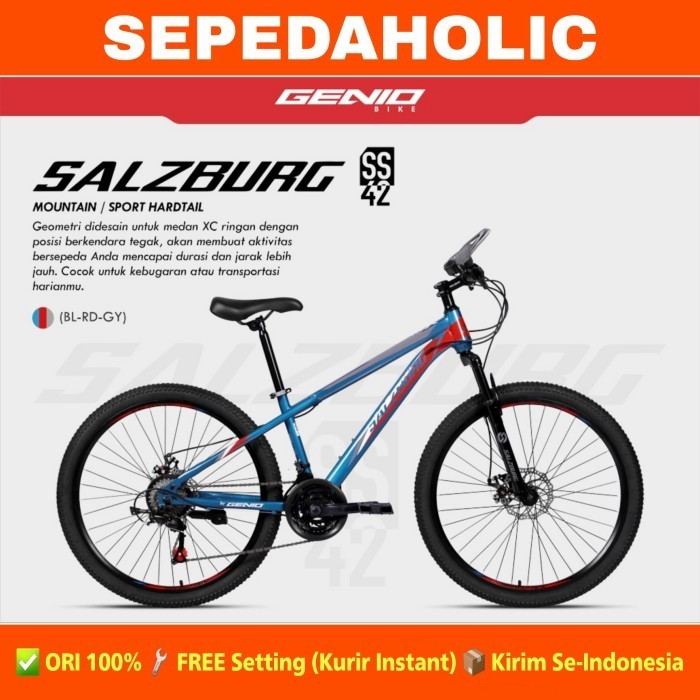 Terbaru Sepeda Gunung Mtb Genio Salzburg Ss 42 Ukuran 24 26 27.5 Inch 24 Speed Promo Terlaris