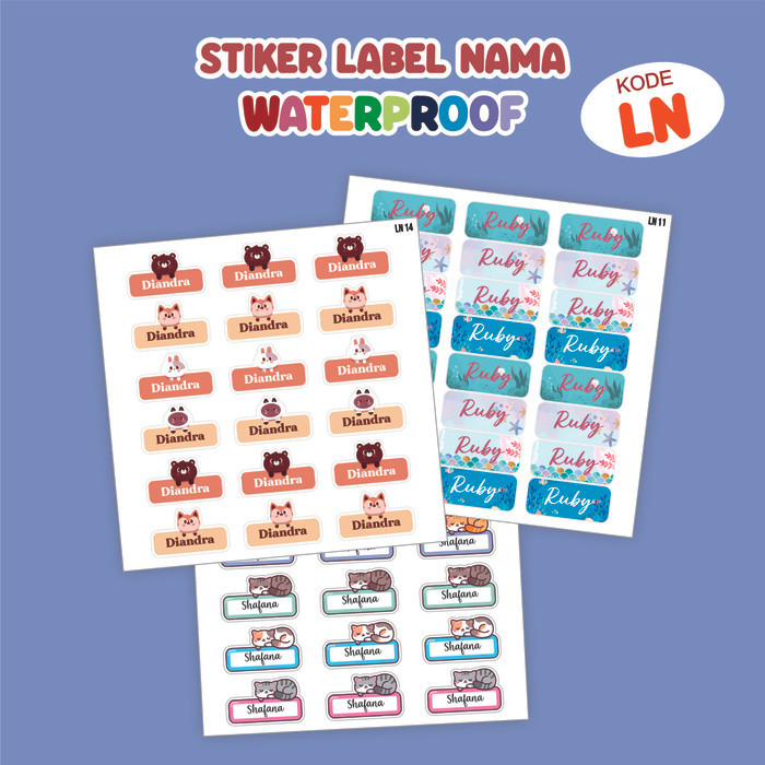 

Stiker Label Nama Anak Waterproof Custom 48-54 Pcs