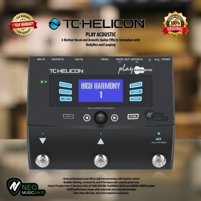PROMO TC HELICON PLAY ACOUSTIC 3-BUTTON VOCAL AND ACOUSTIC GUITAR EFFECTS #ORIGINAL