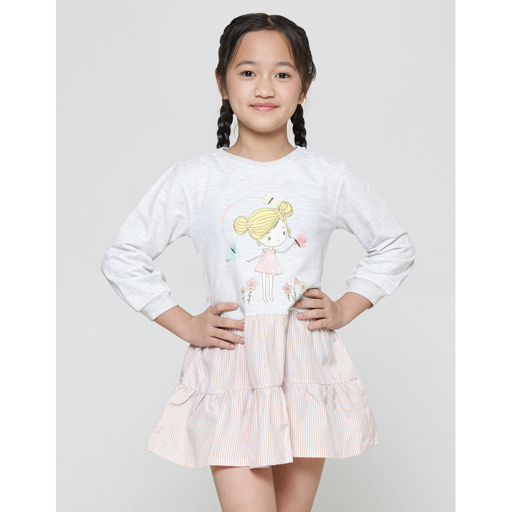 Little M Nonik Kombinasi Woven Midi Dress Anak Perempuan 120043177