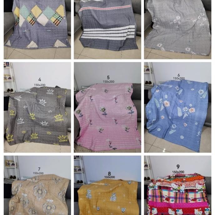 selimut kain bedcover katun tipis bordir halus