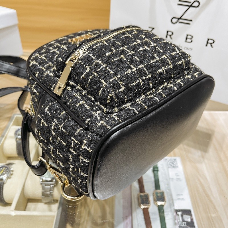 [BEAUTY LR COLLECTION] ZRBR - Tas Backpack Wanita Mini Rajut Import Kekinian - Tweed Trapez Backpack