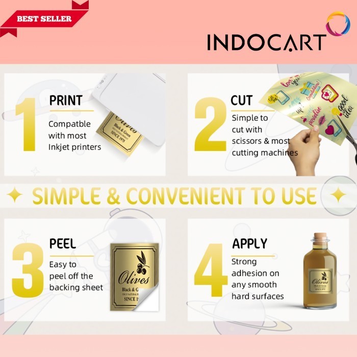 

Indocart Sticker Pet Vinyl Glossy Silver-A4-20S Best