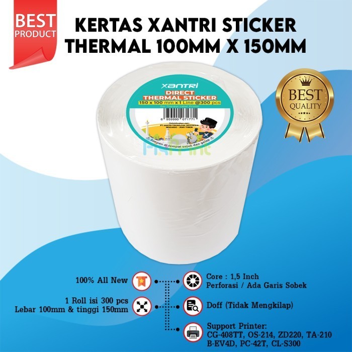 

Kertas Resi Sticker Thermal Barcode 78X100 100X100 100X150 Roll 500 Best