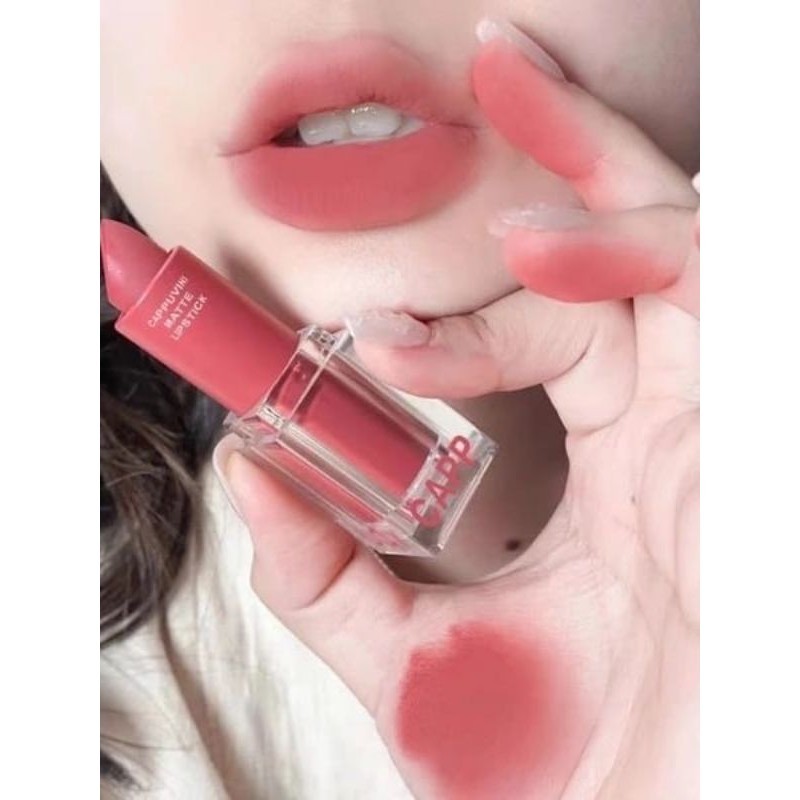 cp105 E,R-IA// BPOM NEW LIPSTIK BARANG CAPPUVINI MATTE WARNA NUDE PINK MOSTURIZING // LIPSTIK CAPPUV