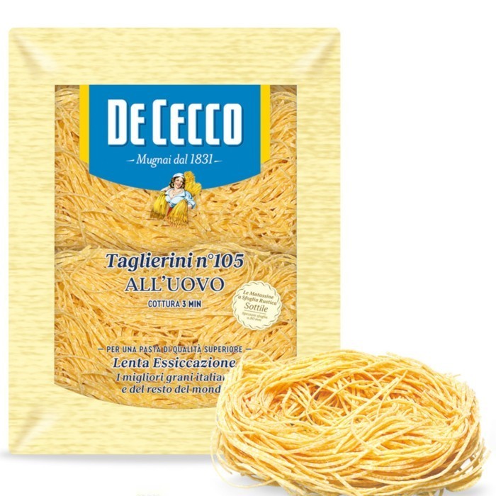 

Terbaru De Cecco Taglierini N.105 All'Uovo Egg Pasta 250G Promo Terlaris