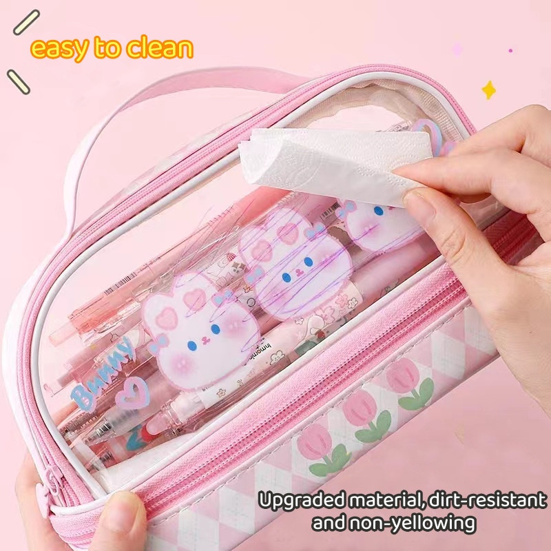 

Kawaii Cil Case Double Layer Large Capacity Bag Cartoon Portable Cil Box School Student Supplies