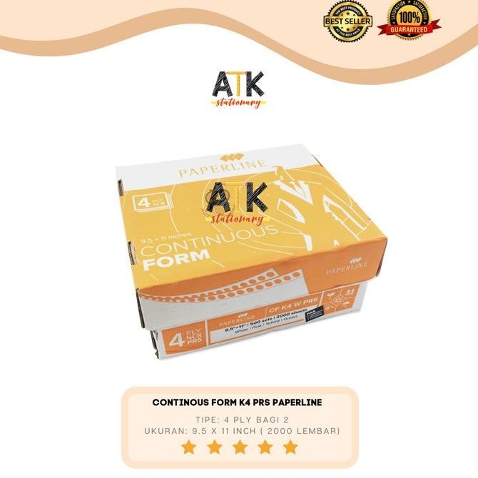 

Continous Form 9.5" x 11" 4 Rangkap ( K4/2 PRS) Bagi 2 Paperline atk