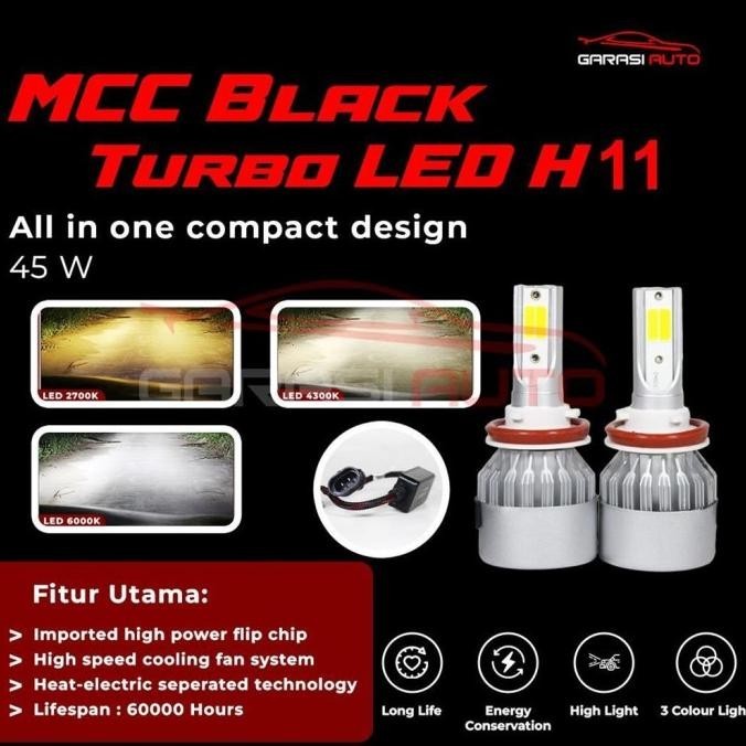 Lampu Turbo LED Foglamp 3 warna H11 H16 H8 Bohlam Kabut Putih Kuning