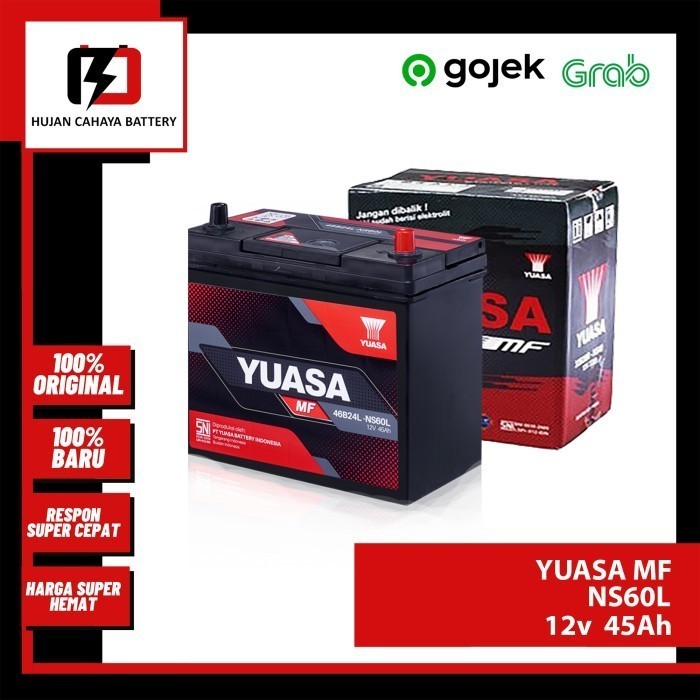 Aki Mobil Yuasa Mf Ns60L / Ns-60-L / Ns 60L - Aki Corolla Altis Gratis Ongkir
