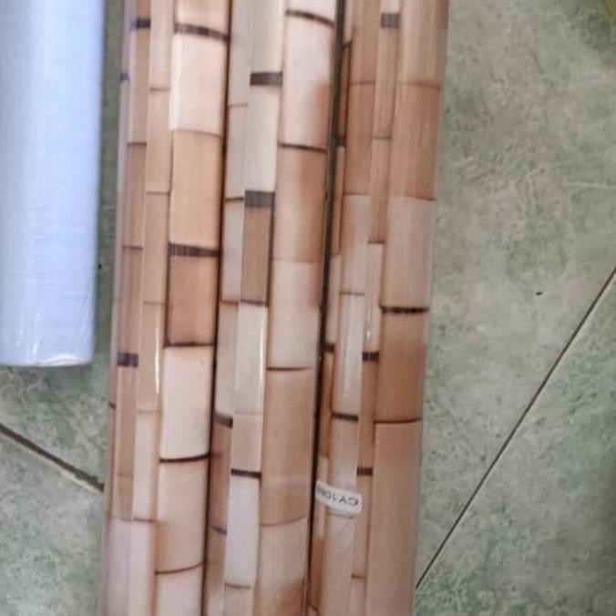 lub Wallpaper Dinding Sticker Motif Batu Bata granit cream 3d