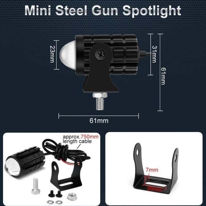 Terbaik LAMPU TEMBAK D2 MINI DRIVING LIGHT LASER GUN PUTIH KUNING MOTOR MOBIL 